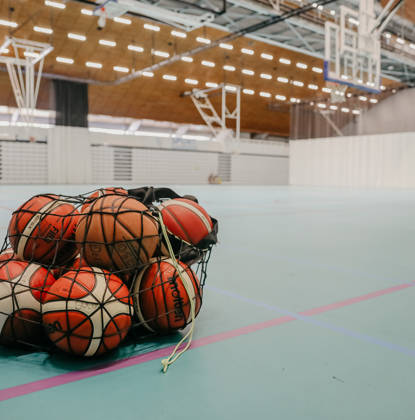 Ballen in net in sporthal